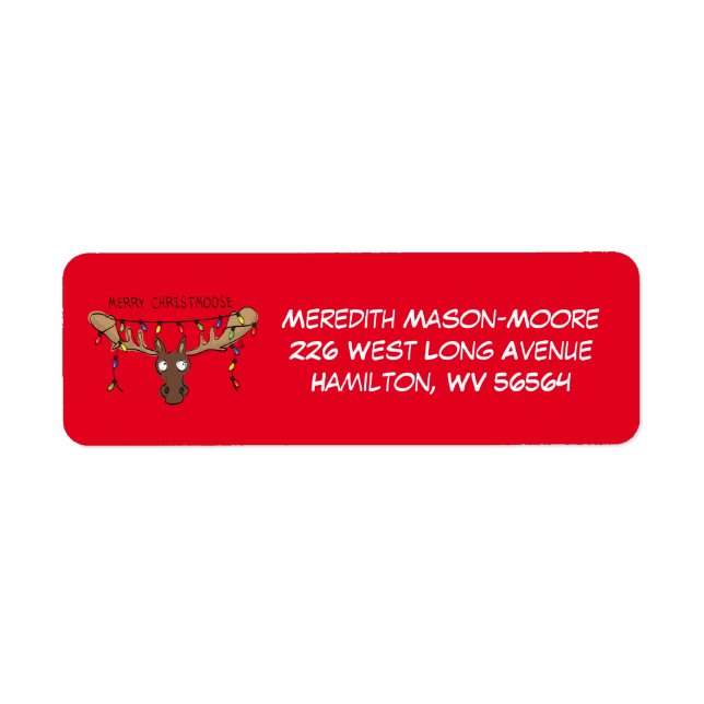 Christmas Moose Cute Funny Holiday Animal Label (Front)