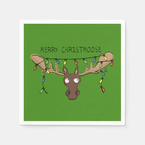 Christmas Moose Cute Funny Holiday Animal Napkins