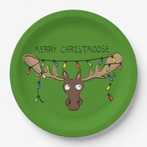 Christmas Moose Cute Funny Holiday Animal Paper Plates