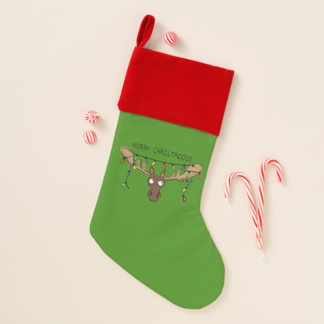Christmas Moose Cute Funny Holiday Animal Stocking (Front)