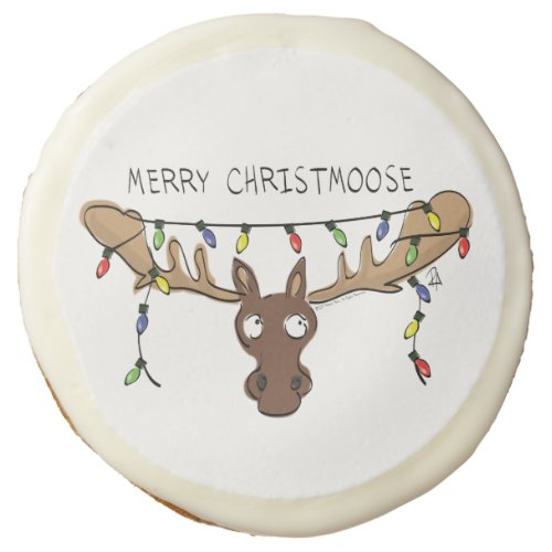 Christmas Moose Cute Funny Holiday Animal Sugar Cookie