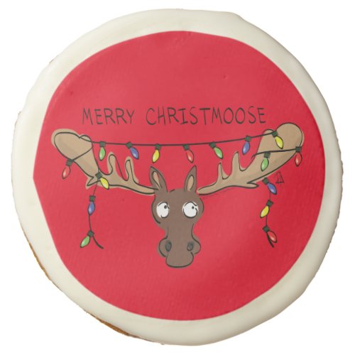 Christmas Moose Cute Funny Holiday Animal Sugar Cookie