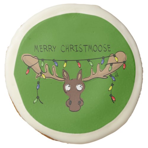 Christmas Moose Cute Funny Holiday Animal Sugar Cookie