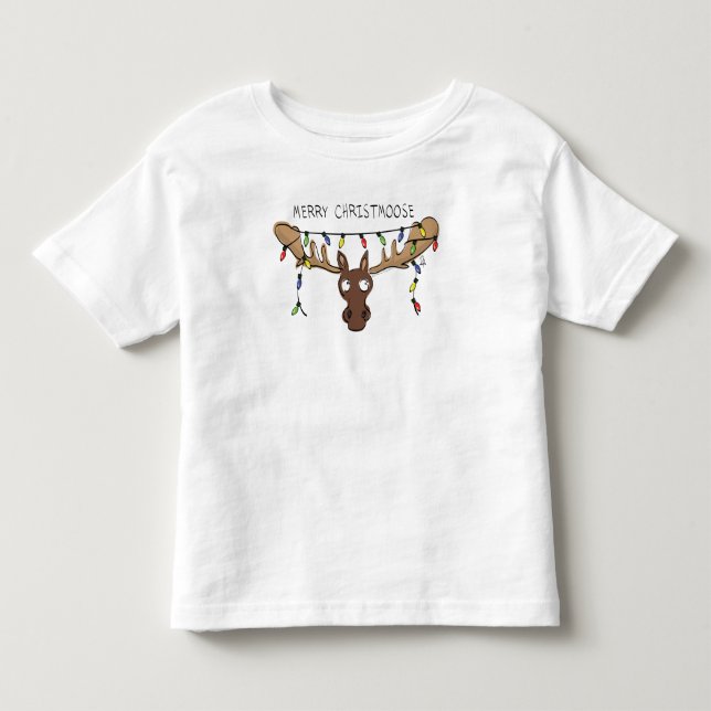 Christmas Moose Cute Funny Holiday Animal Toddler T-shirt (Front)