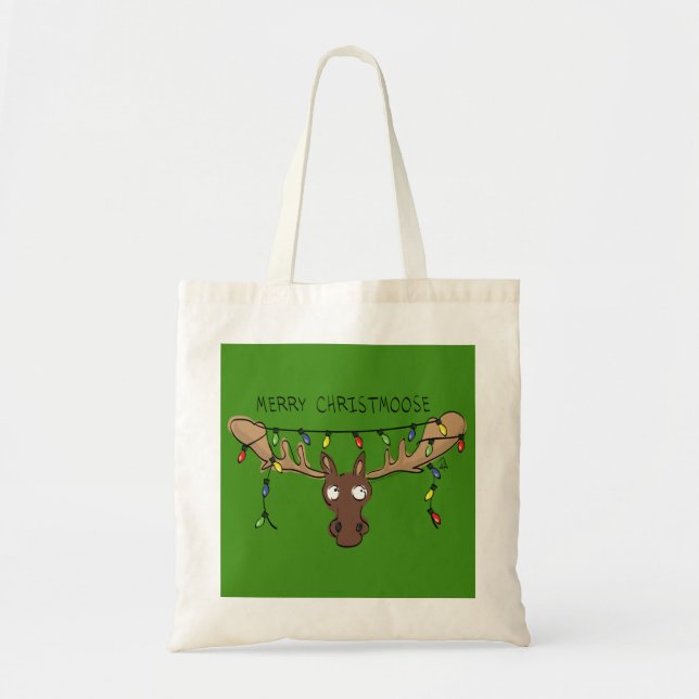 Christmas Moose Cute Funny Holiday Animal Tote Bag (Front)