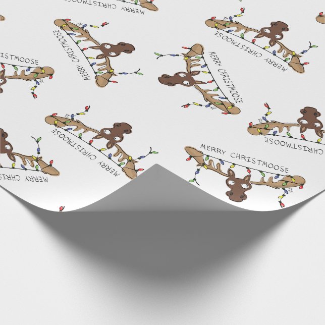 Christmas Moose Cute Funny Holiday Animal Wrapping Paper (Corner)