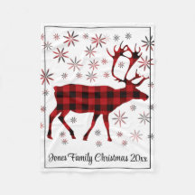 Christmas Moose, deer, elk, caribou, red plaids F
