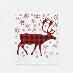 Christmas Moose, deer, elk, caribou, red plaids  Fleece Blanket