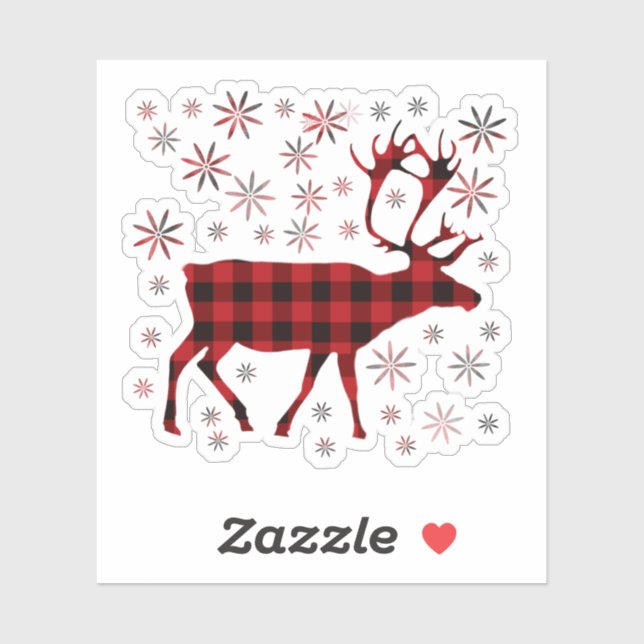 Christmas Moose, deer, elk, caribou, red plaids  Sticker (Sheet)