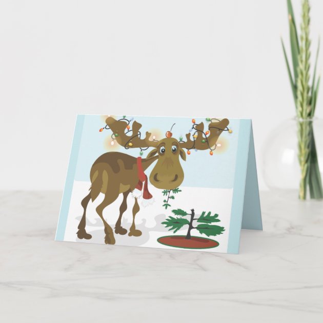 Christmas Moose~ Holiday Card | Zazzle