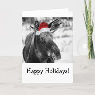 Christmas moose holiday card. card