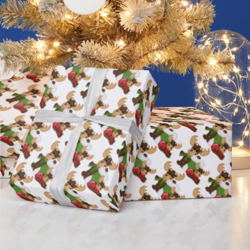 Christmas Moose Holiday wrapping paper