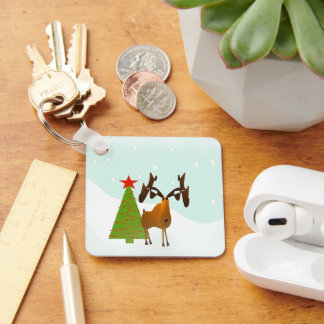 Christmas Moose Keychain