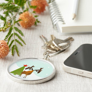 Christmas Moose Keychain