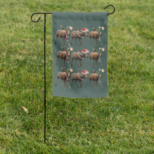 Christmas Moose Lover Reindeer Xmas Lights Holiday Garden Flag