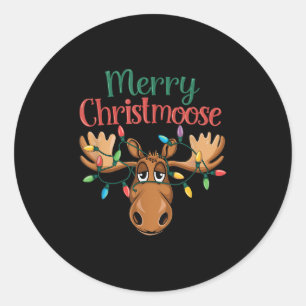 Christmas Moose Merry Christmoose Men Women Classic Round Sticker