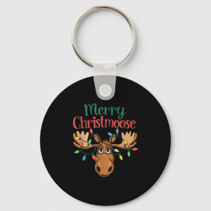 Christmas Moose Merry Christmoose Men Women Keychain