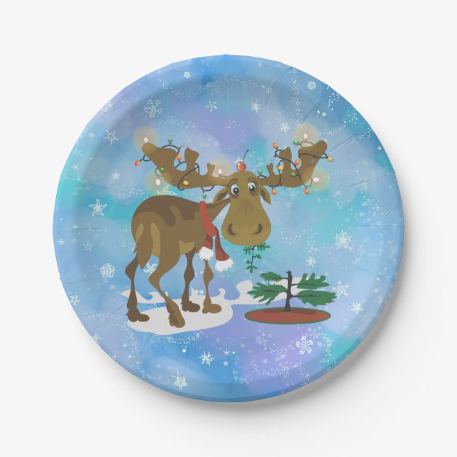 Christmas Moose Paper Plates (Front)