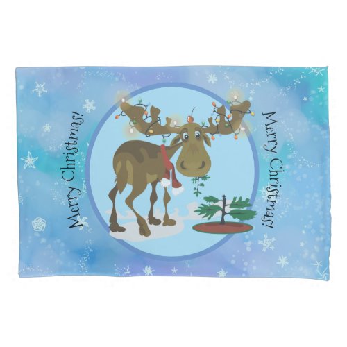 Christmas Moose  Pillow Case