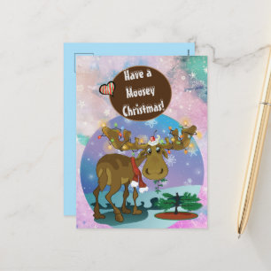 Christmas Moose Recipe Holiday Postcard