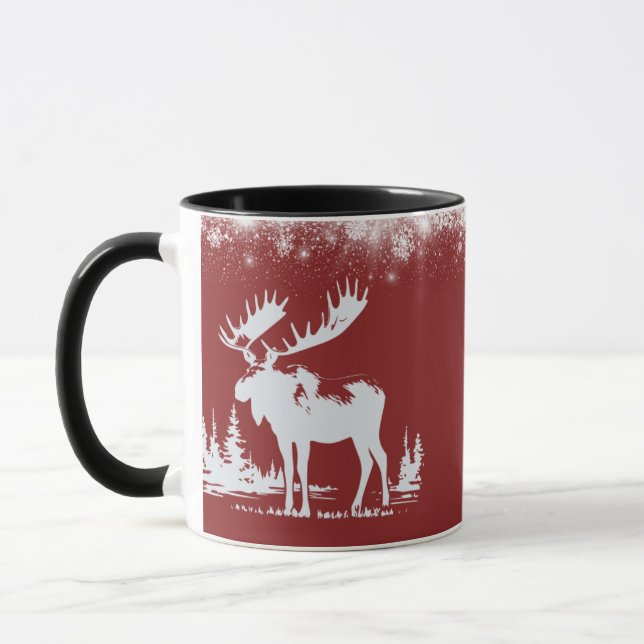 Christmas Moose - Red Color Mug (Left)