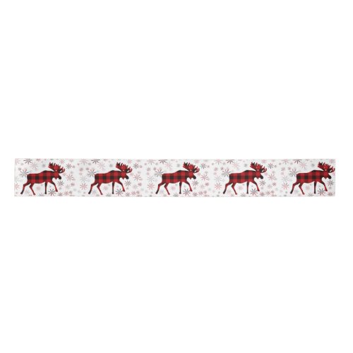 Christmas Moose red plaids snowflakes Satin Ribbon