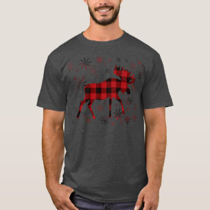 Christmas Moose red plaids snowflakes T-Shirt