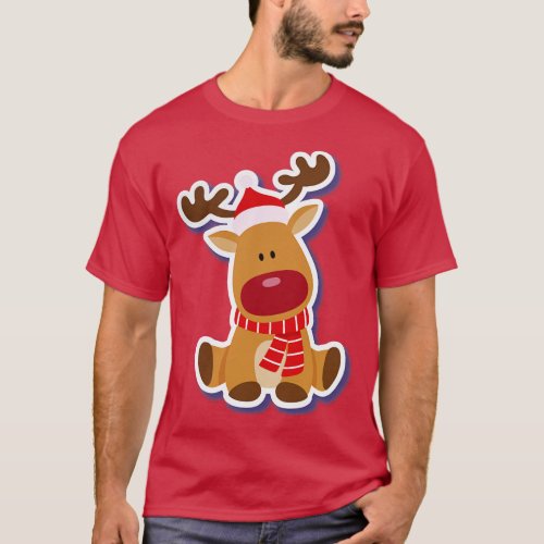Christmas Moose Reindeer Elk Rudolph T_Shirt