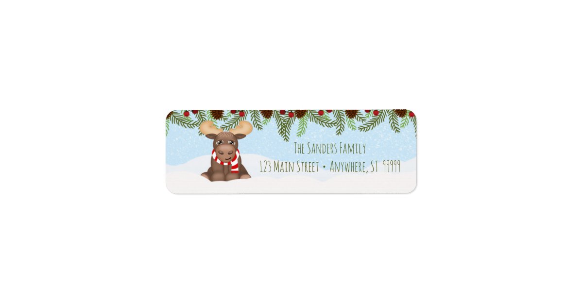Christmas Moose Return Address Label | Zazzle.com