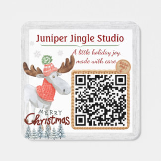 Christmas Moose Small Business QR Code Square Sticker