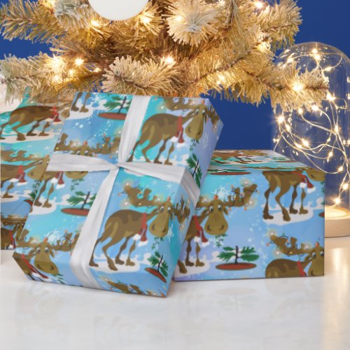 Christmas Moose smaller print Wrapping Paper