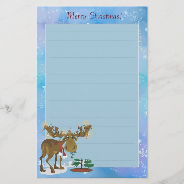 Christmas Moose Stationary Stationery (Front)