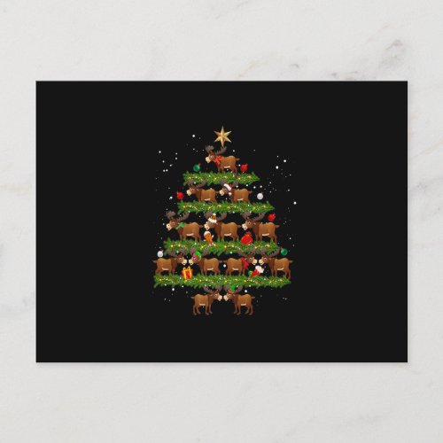 Christmas Moose Tree Light Funny Xmas Matching Fam Postcard