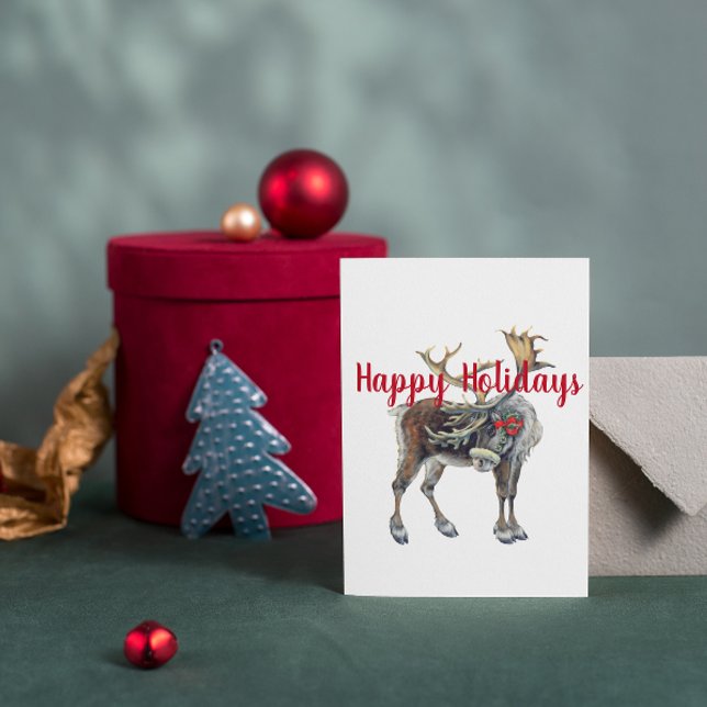 Christmas Moose with Customizable Greeting Holiday Card (Creator Uploaded)