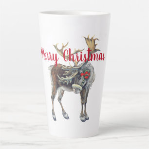 Christmas Moose with Customizable Greeting Latte Mug