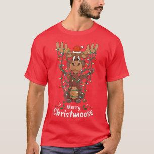 Christmas Moose Xmas Tree Lights Gift Merry Christ T-Shirt