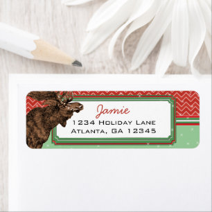Christmas Moose Zig Zag Pattern Return Address Label