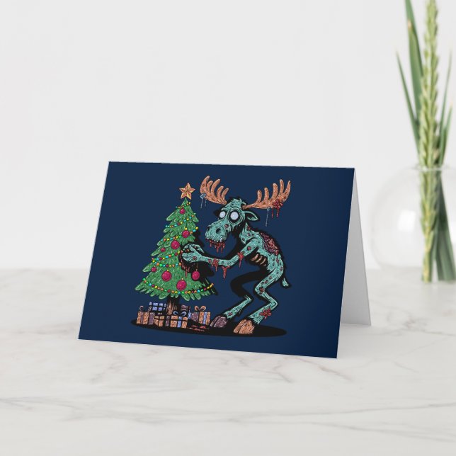 Christmas Moose Zombie Card (Front)