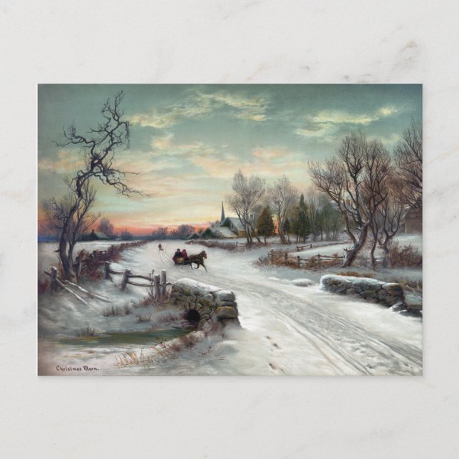 CHRISTMAS MORN, c1885. Holiday Postcard (Front)