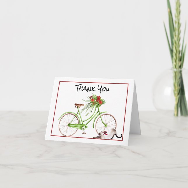 Christmas Morning Bicycle Thank You Card (Front)