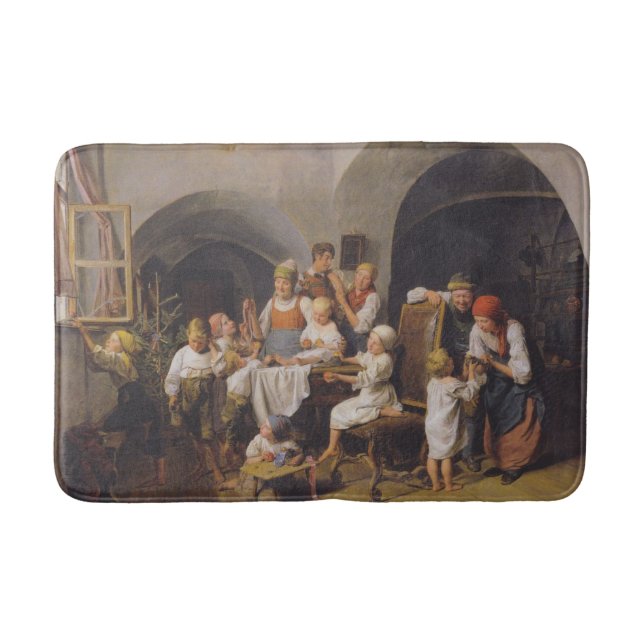 Christmas Morning (by Ferdinand Georg Waldmüller) Bath Mat (Front)