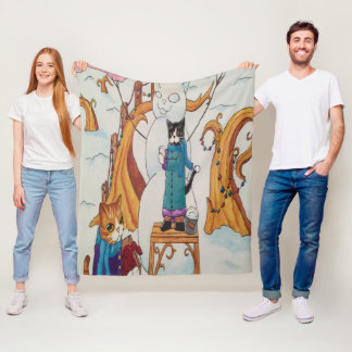 Christmas Morning Cats Fleece Blanket