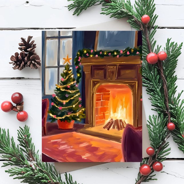 Christmas Morning Fireplace Holiday Card (Creator Uploaded)