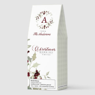 Christmas Morning Holly and Plaid Monogram Roasted Coffee