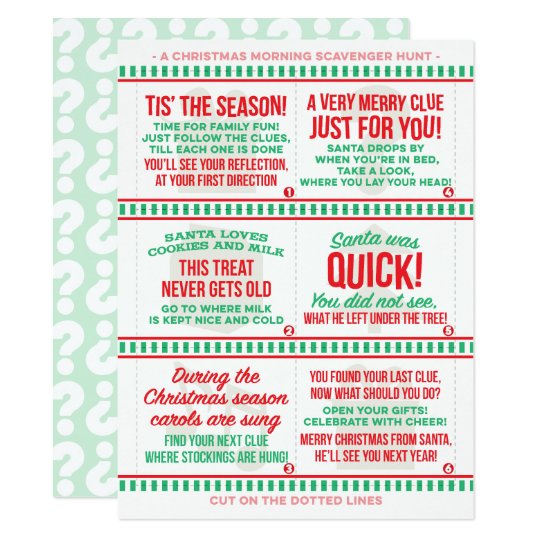 Christmas Morning Scavenger Hunt Card | Zazzle.com