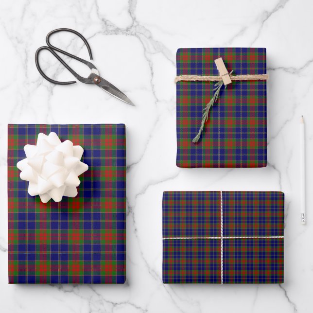 Christmas Morning Scottish Tartan Pattern Wrapping Paper Sheets (Front)