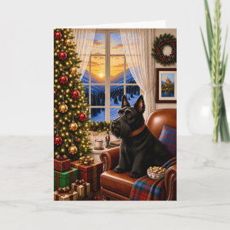 Christmas Morning,Scottish Terrier Holiday Card