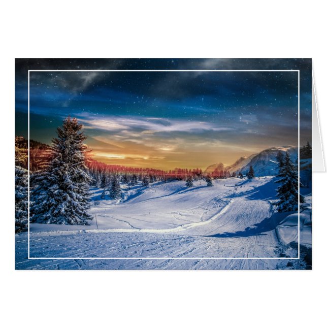 Christmas Morning Ski Slope Cards (Front Horizontal)