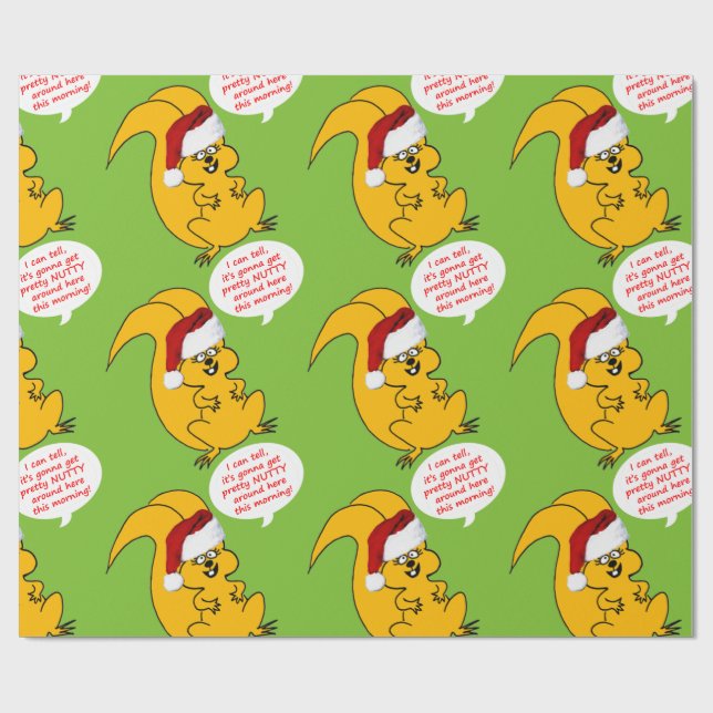 Christmas Morning Squirrel Cartoon Wrapping Paper (Flat)