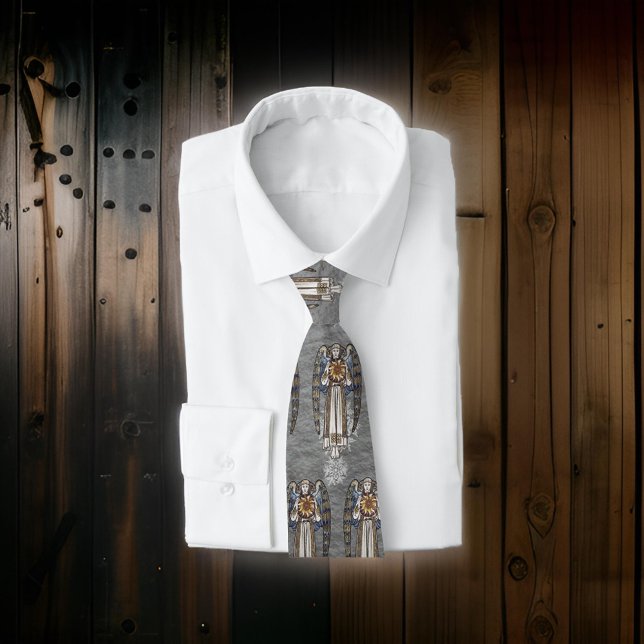 Christmas Morris Angel Snowflakes Steel Gray Neck Tie (Creator Uploaded)
